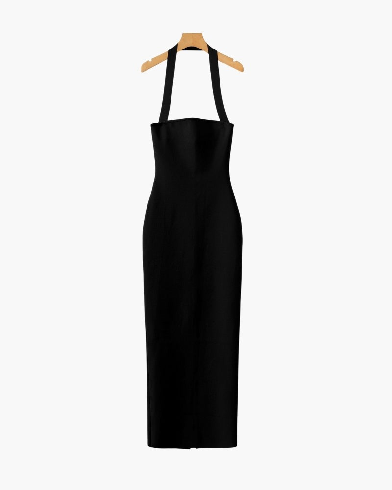 Robe maxi moulante à col halter