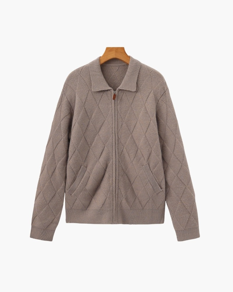 Gilet zippé en maille diamant Heritage